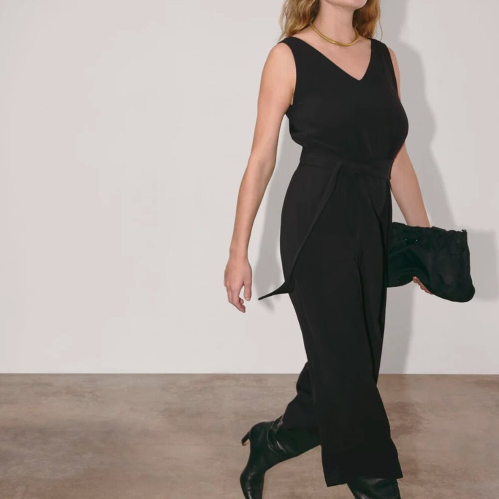 Everlane Ultimate Jumpsuit Slim Fit Triacetate Black 10‎